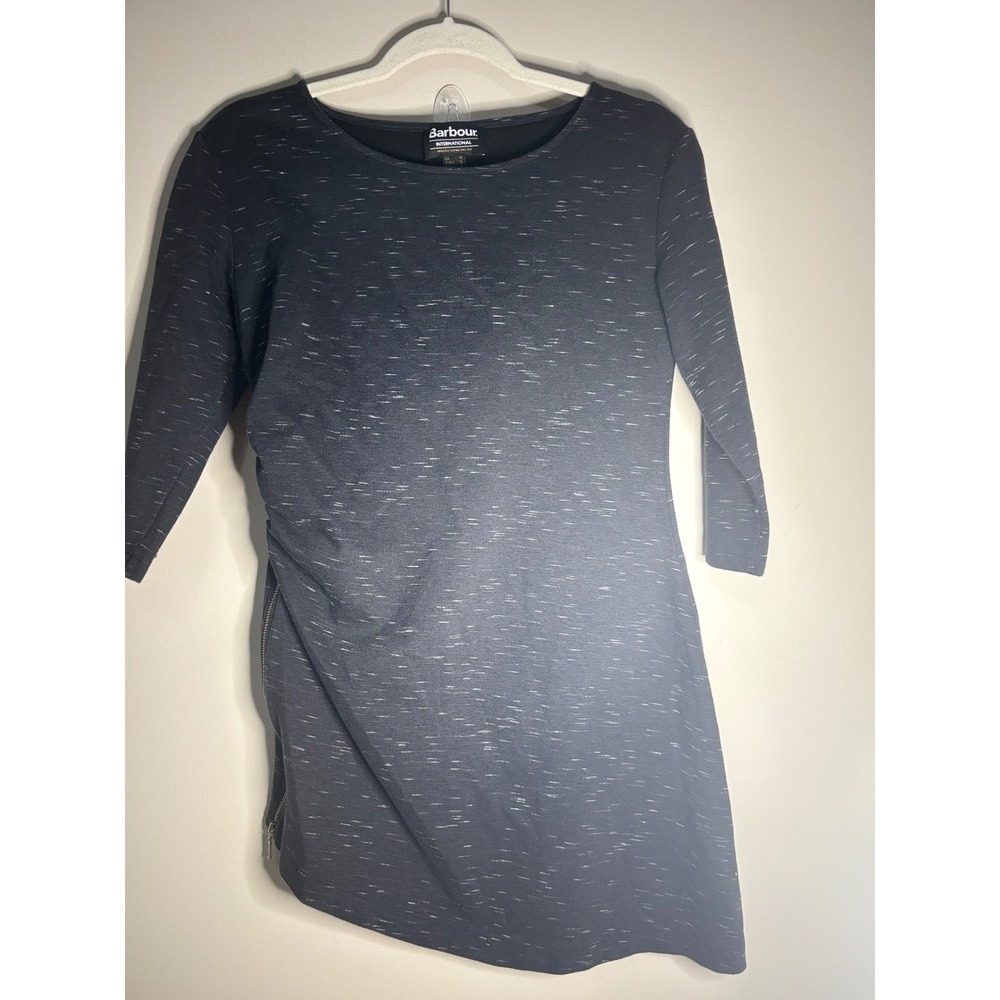 Barbour International Women's Black Knit Dress 3/4 Sleeve Moto Size 6